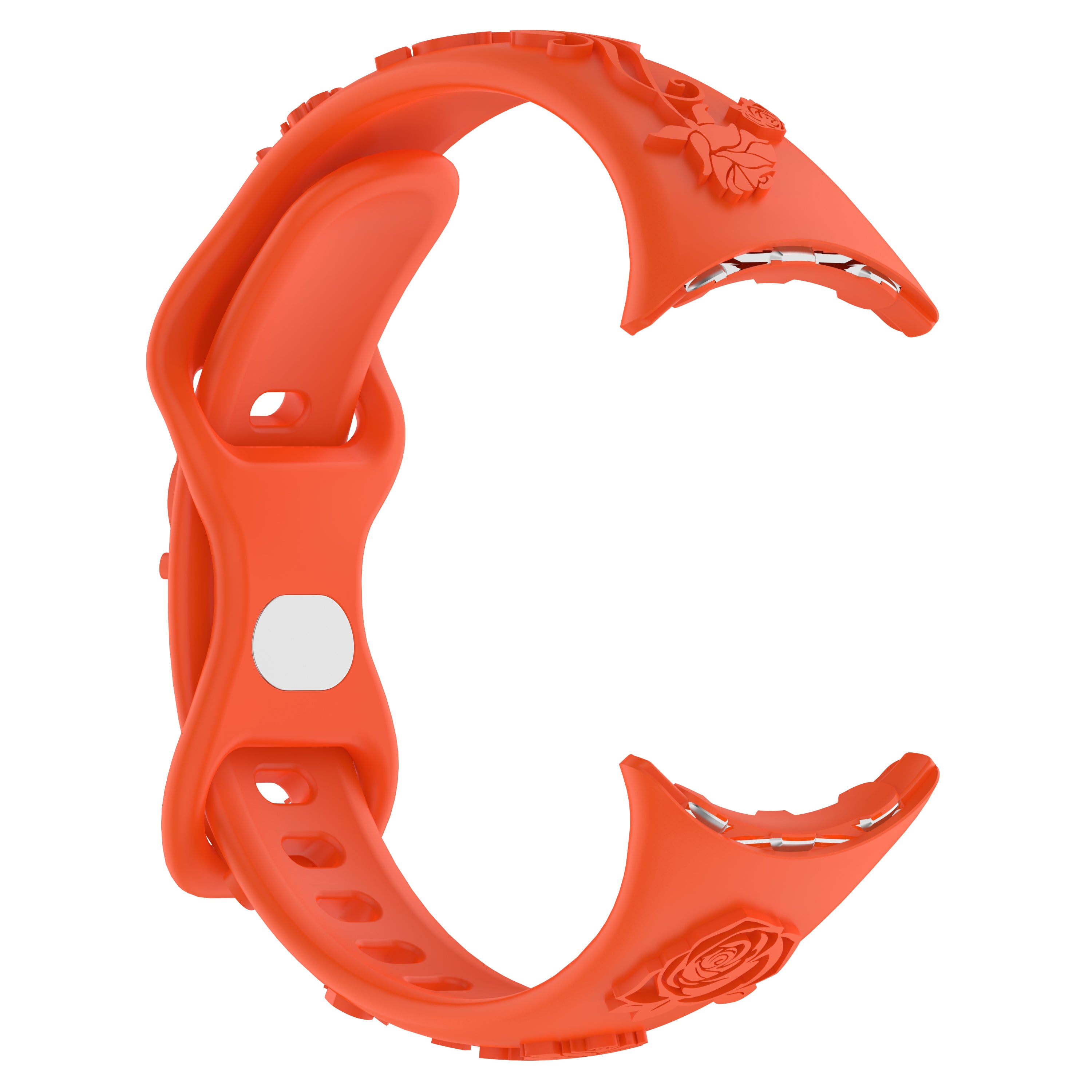 For Google Pixel Watch / Pixel Watch 2 Carving Flower Pattern Watch Strap Replacement Silicone Band - Orange For Google Pixel Watch / Pixel Watch 2 Carving Flower Pattern Watch Strap Replacement Silicone Band - Orange